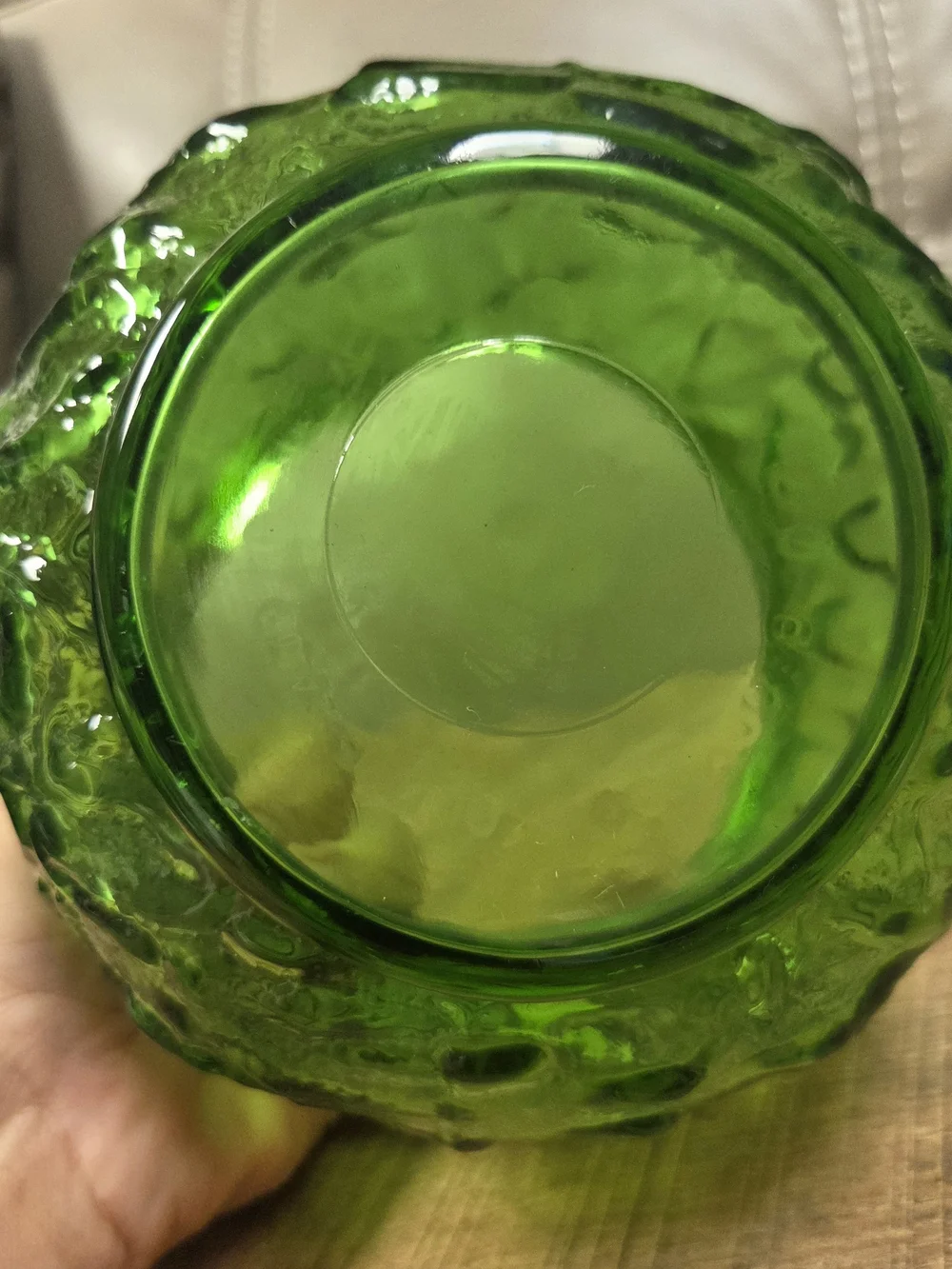 Vintage E.O. Brody Co. MCM Green Crinkle Glass Bubble Bowl Vase Planter